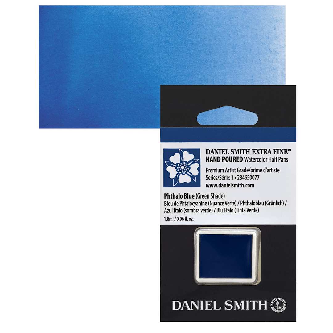 Open in modal - Daniel Smith Extra Fine Watercolor Half Pan - Phthalo Blue Green Shade and swatch