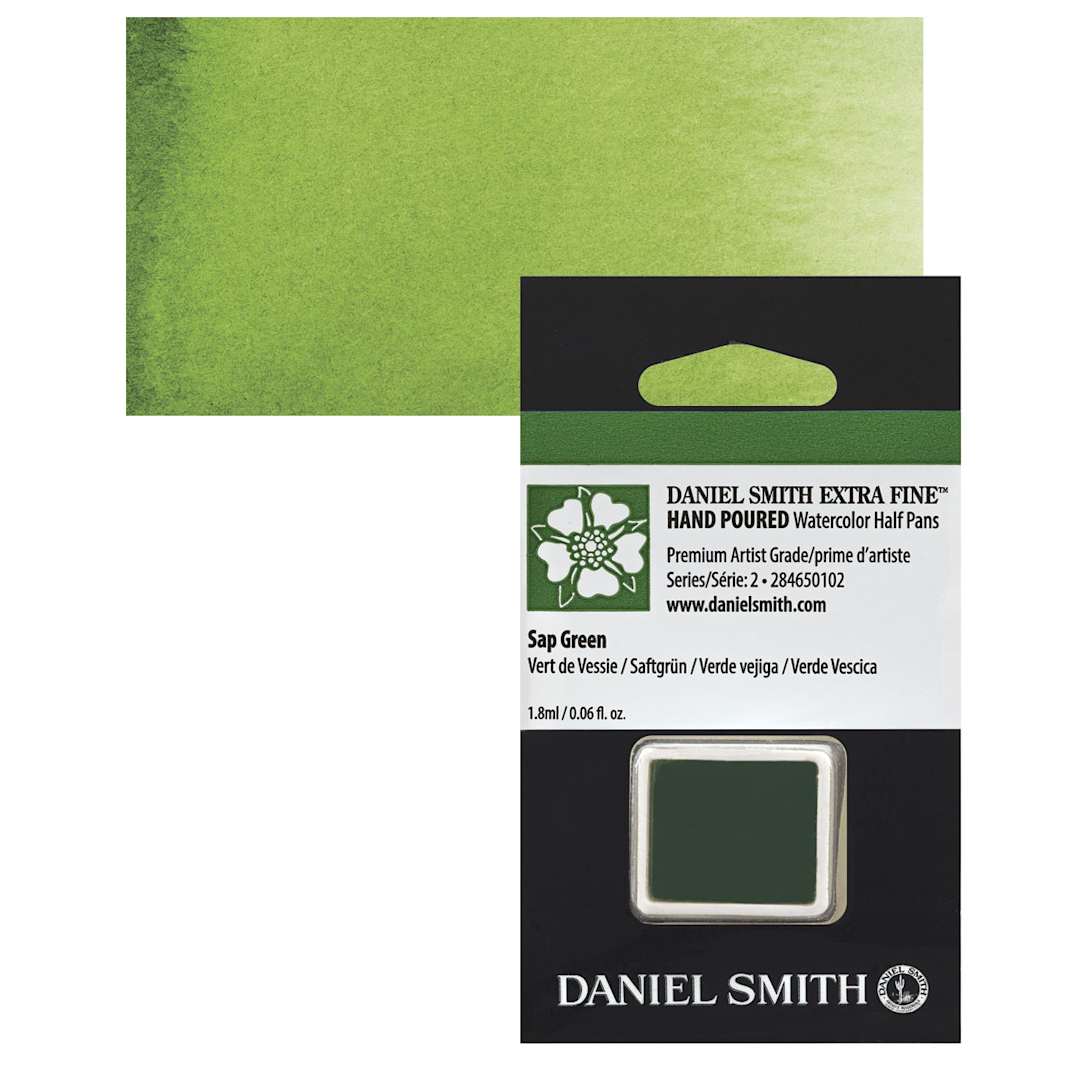 Open in modal - Daniel Smith Extra Fine Watercolor Half Pan - Sap Green and swatch