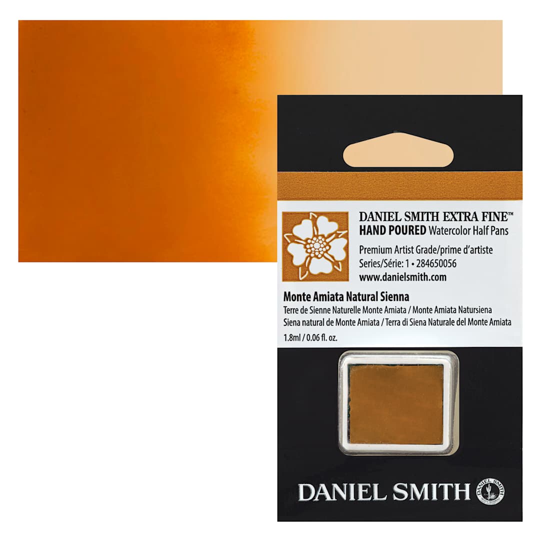 Open in modal - Daniel Smith Extra Fine Watercolor Half Pan - Monte Amiata Natural Sienna and swatch