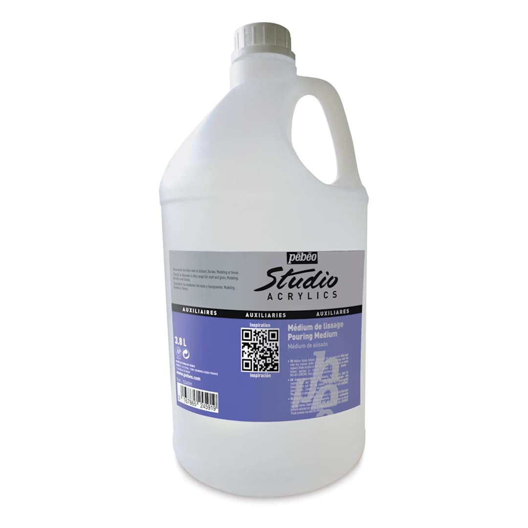 Open in modal - Pebeo Studio Acrylics Pouring Medium - Front of 3.8 liter Jug
