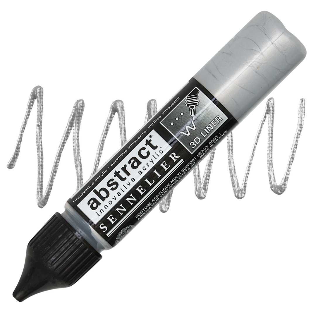 Open in modal - Sennelier Abstract 3D Liner - Iridescent Silver, 27 ml bottle and swatch