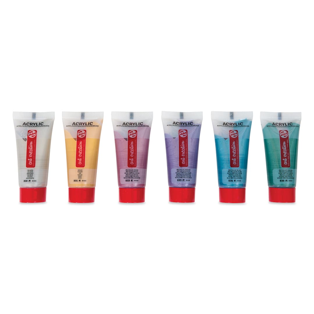 Open in modal - Talens Art Creation Acrylics - Set of 6, Metallic, 12 ml Tubes