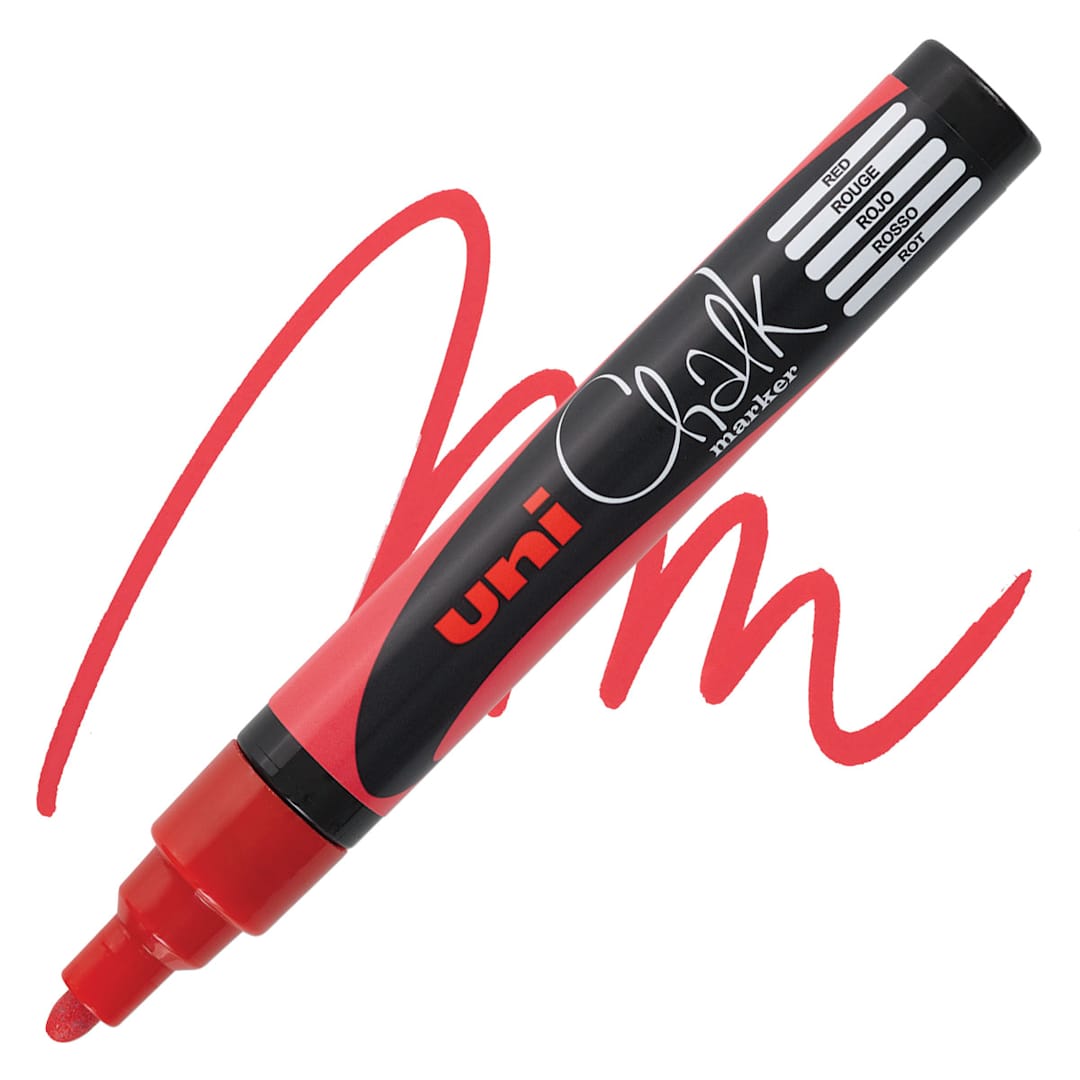 Open in modal - Uni Chalk Marker - Red, 5 mm marker and swatch