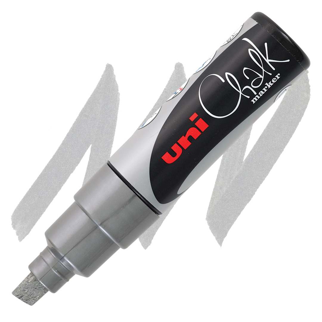 Open in modal - Uni Chalk Marker - Silver, 8 mm marker and swatch