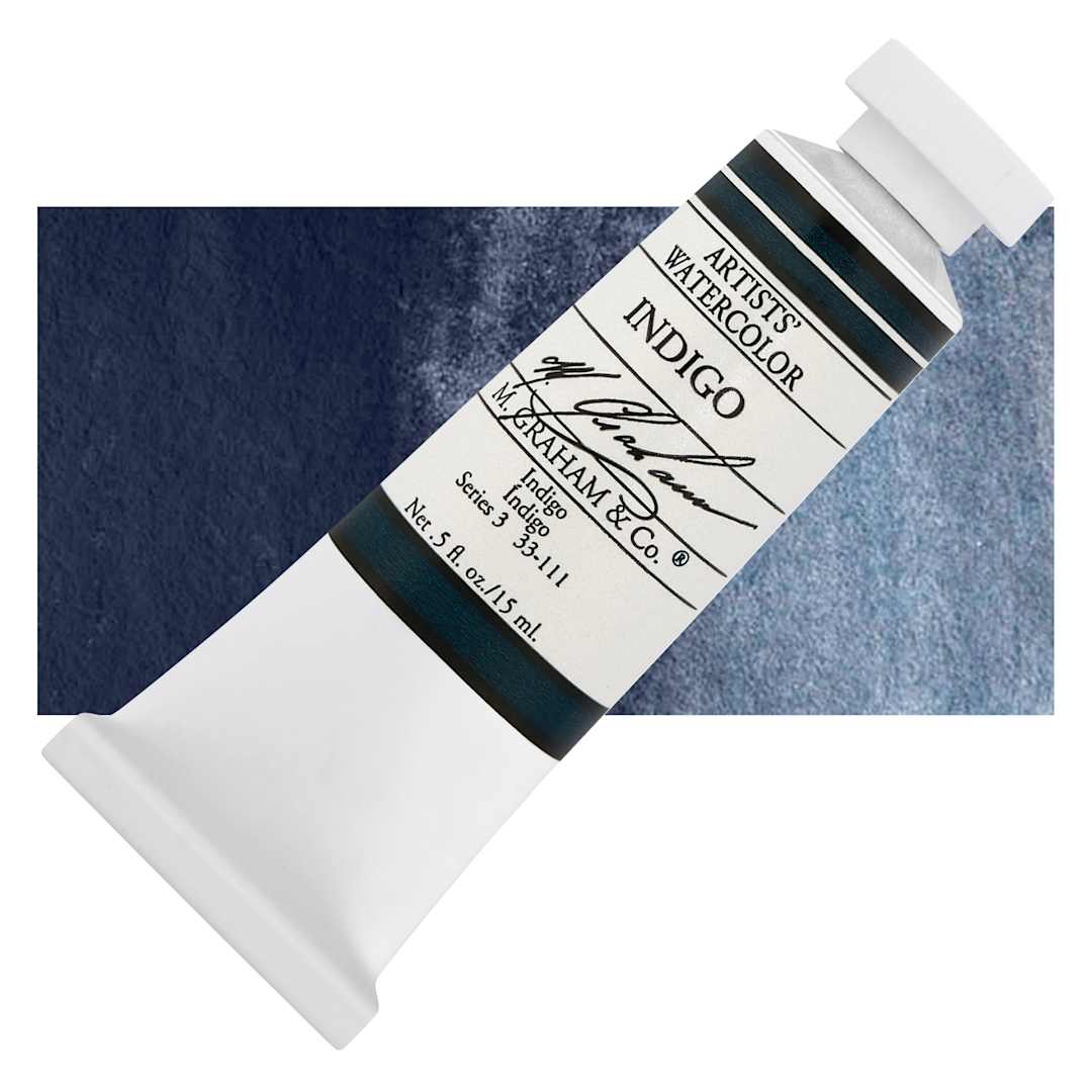 Open in modal - M. Graham Artists' Watercolor - Indigo, 15 ml Tube and swatch