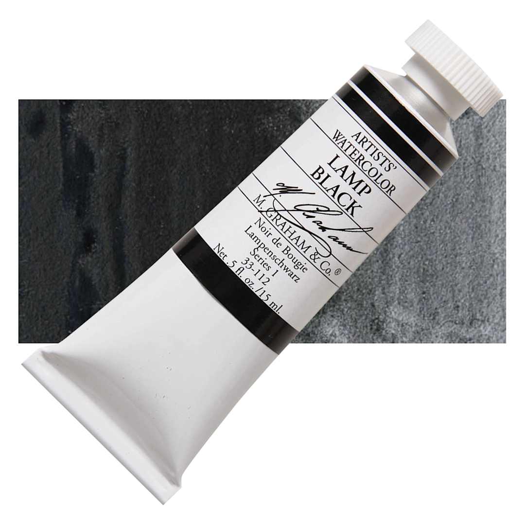 Open in modal - M. Graham Artists' Watercolor - Lamp Black, 15 ml tube and swatch