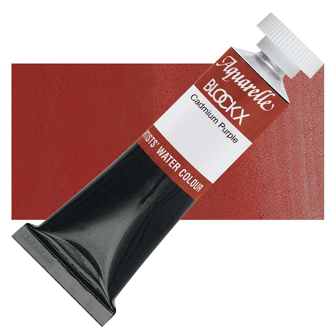 Open in modal - Blockx Artists' Watercolor - Cadmium Purple, 15 ml tube and swatch