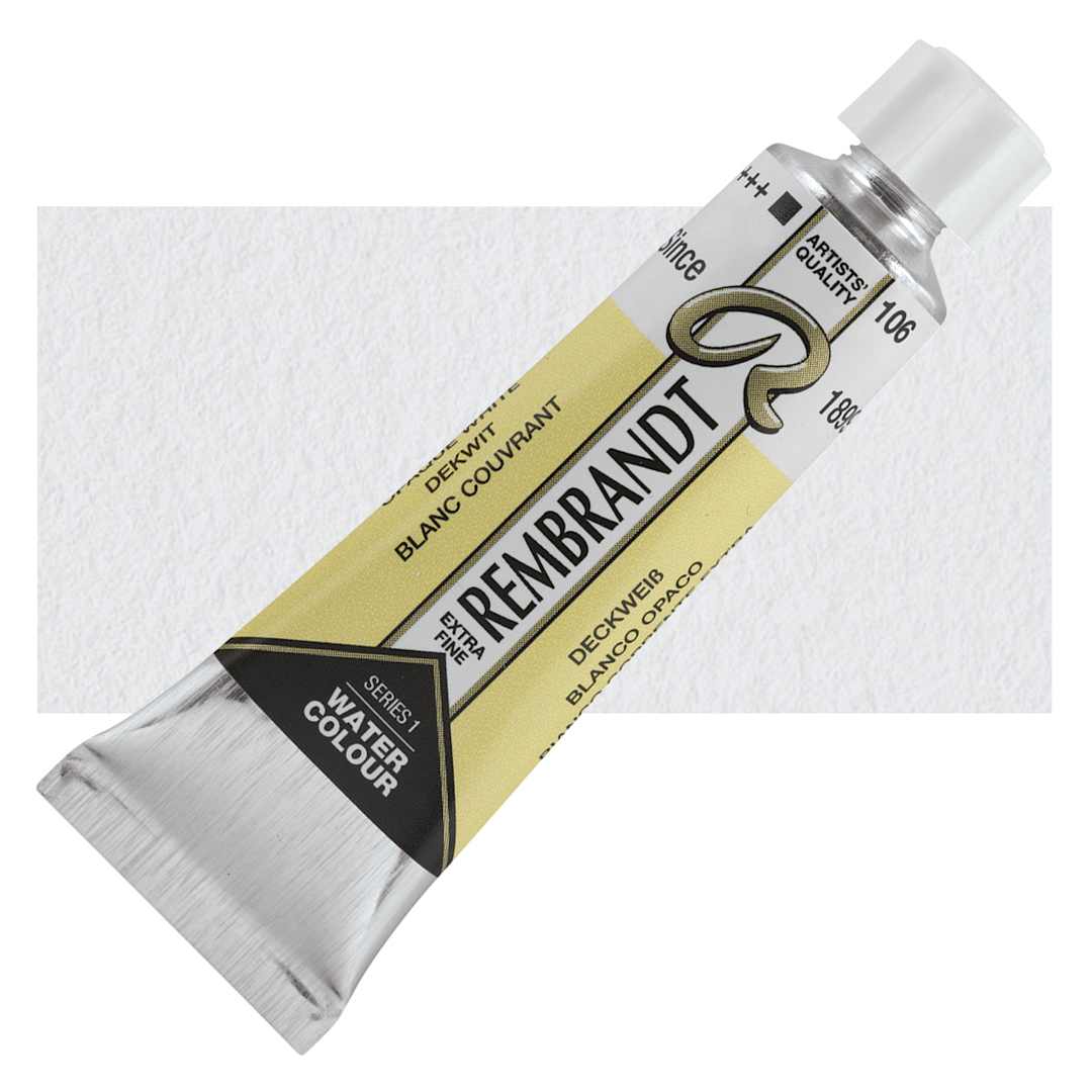 Open in modal - Rembrandt Artist Watercolor - White Extra Opaque, 10 ml tube and swatch