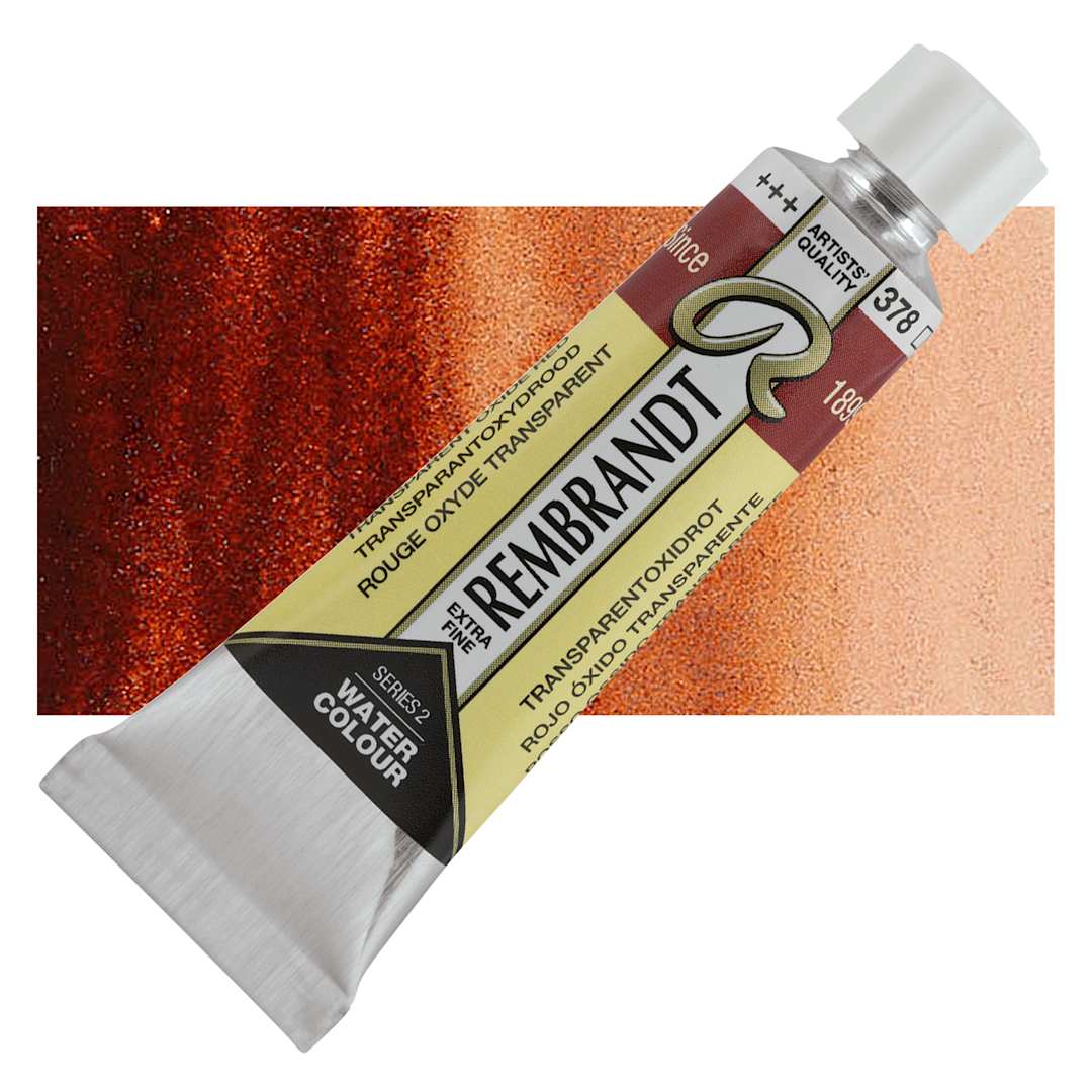 Open in modal - Rembrandt Artist Watercolor - Transparent Red Oxide, 10 ml Tube and swatch