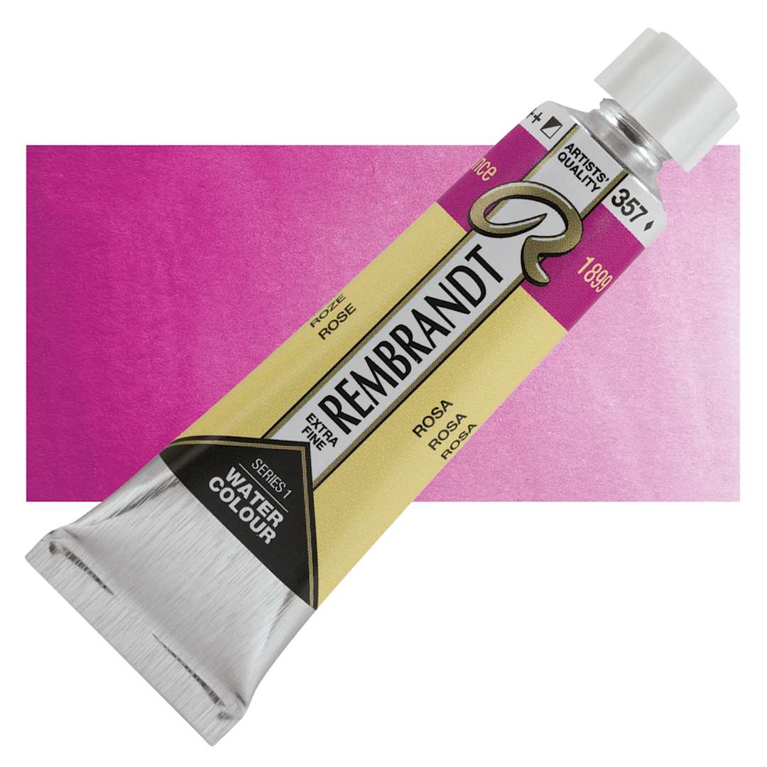 Open in modal - Rembrandt Artist Watercolor - Rose, 10 ml tube and swatch