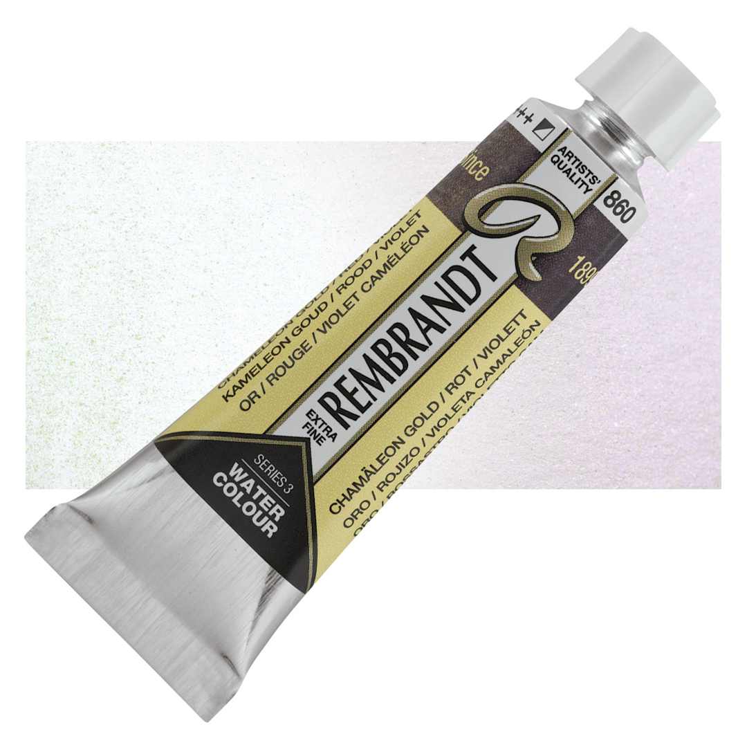 Open in modal - Rembrandt Artist Watercolor - Chameleon Gold Red Violet, 10 ml tube and swatch