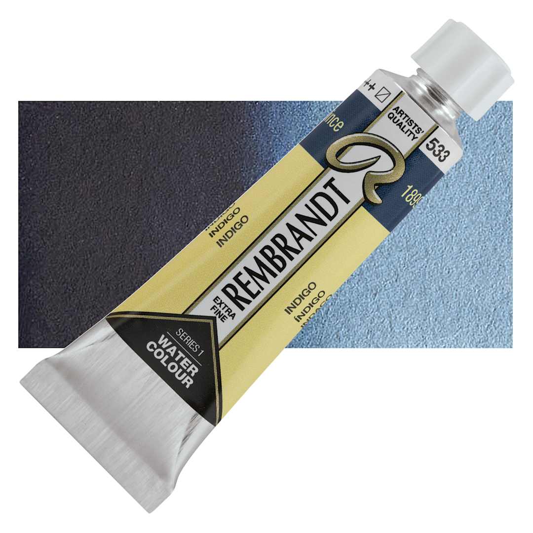 Open in modal - Rembrandt Artist Watercolor - Indigo, 10 ml tube and swatch