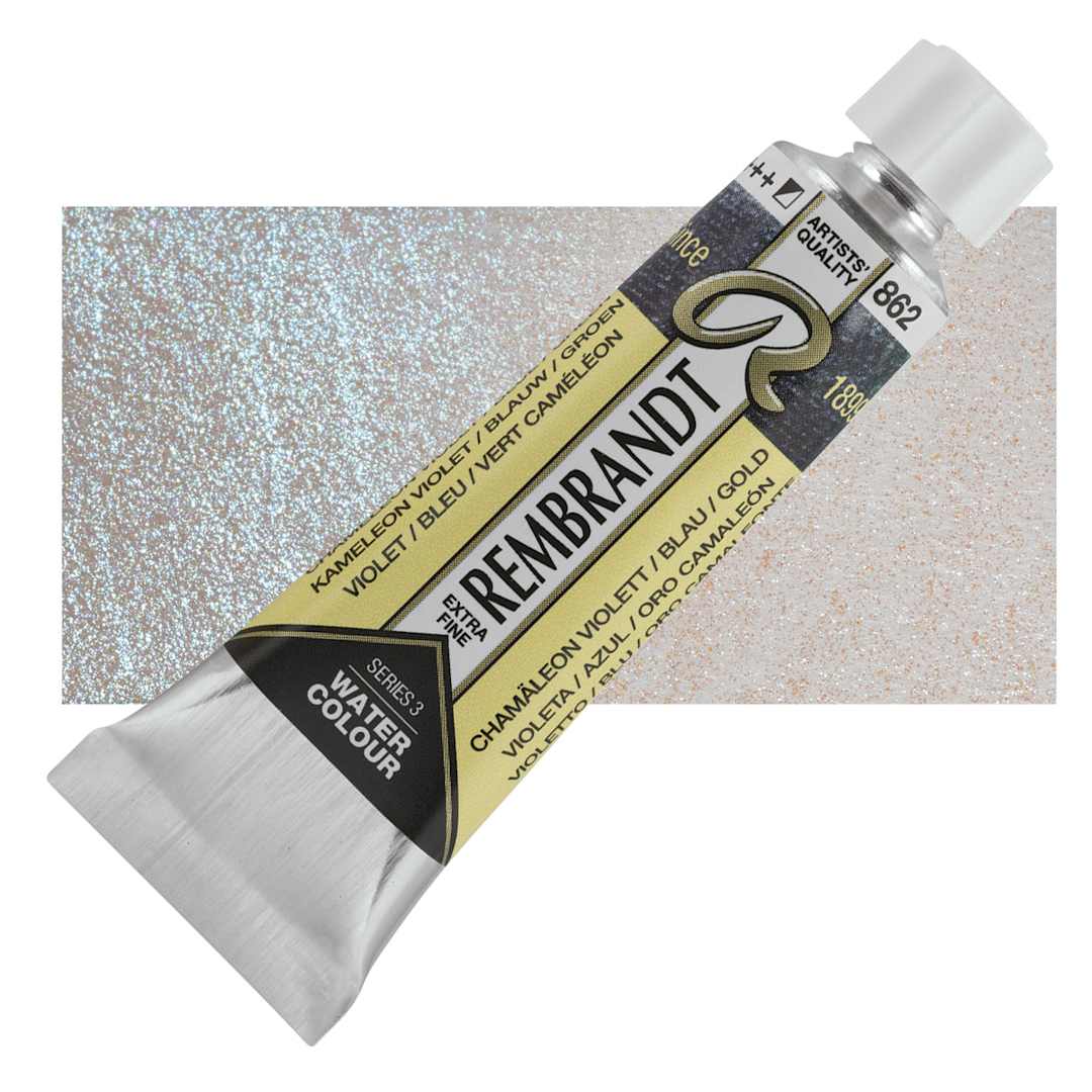 Open in modal - Rembrandt Artist Watercolor - Chameleon Violet Blue Green, 10 ml tube and swatch