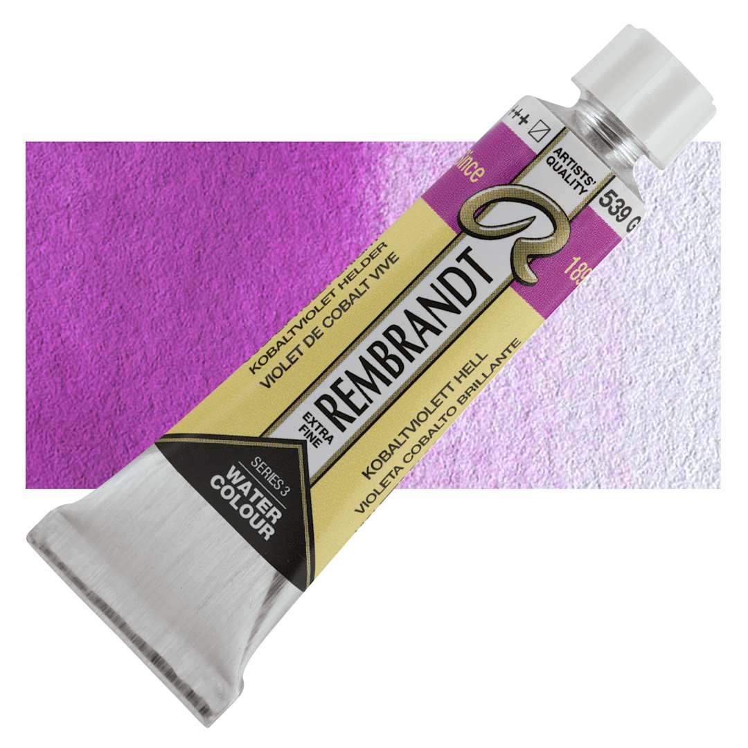 Open in modal - Rembrandt Artist Watercolor - Cobalt Violet, 10 ml tube and swatch