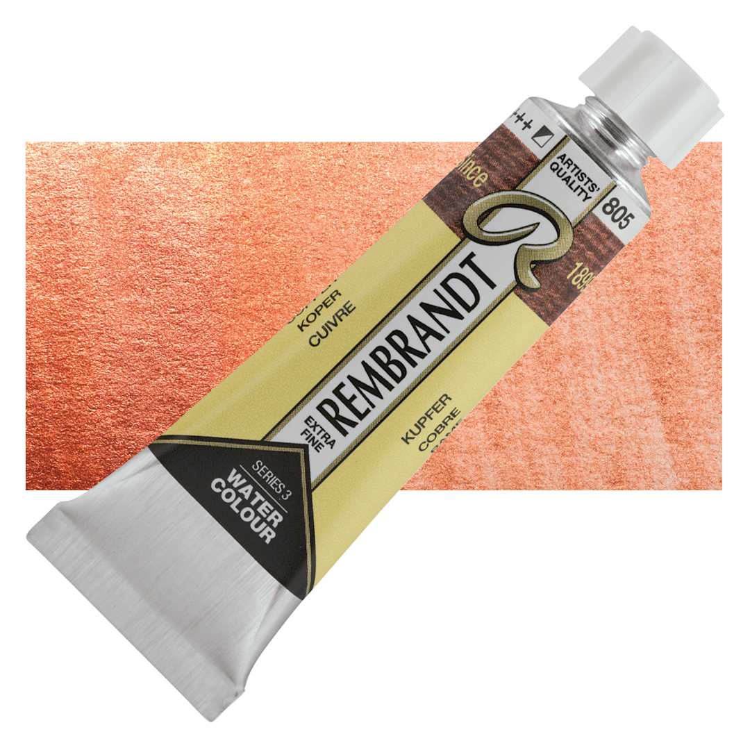 Open in modal - Rembrandt Artist Watercolor - Copper, 10 ml tube and swatch