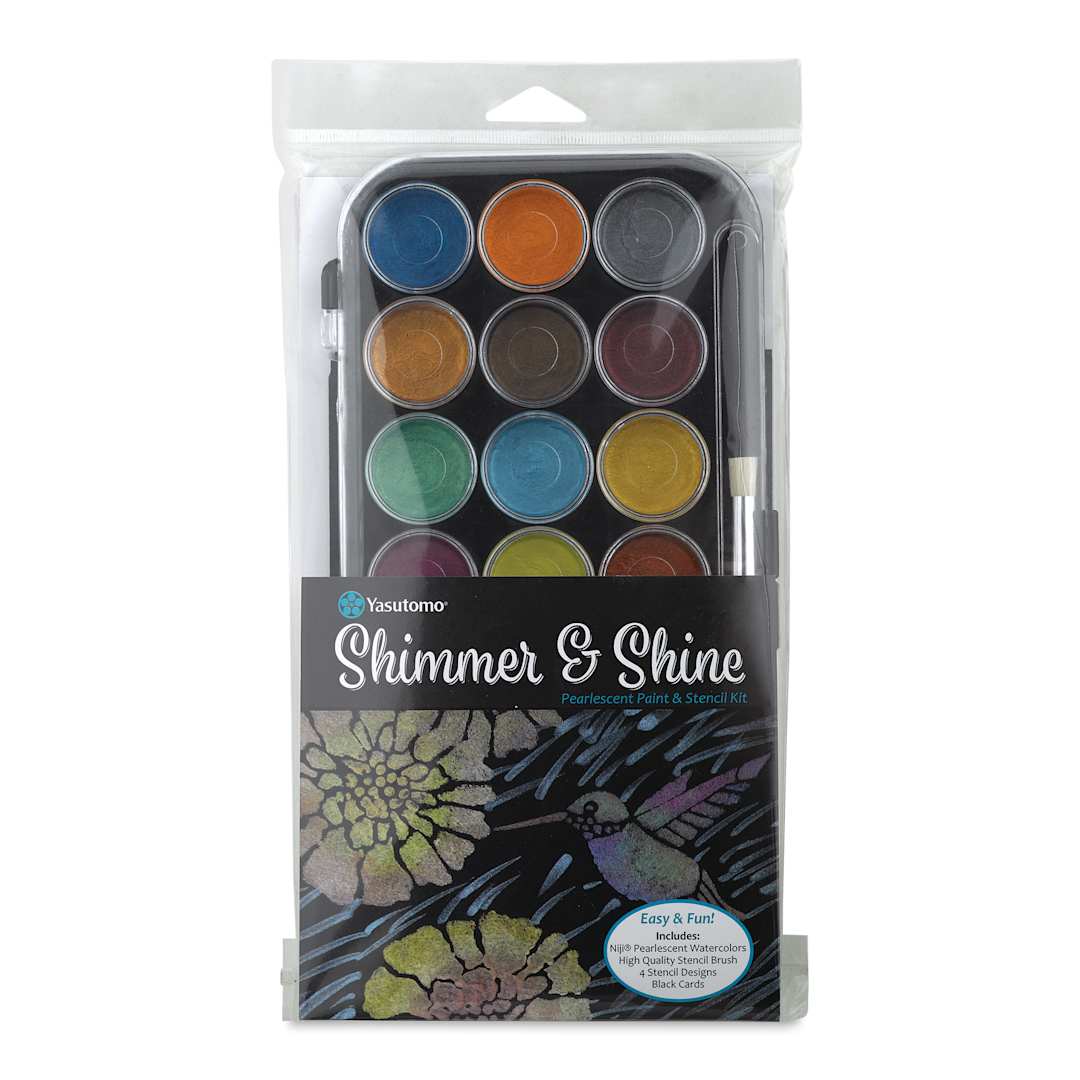 Open in modal - Yasutomo Pearlescent Paint & Stencil Kit (Front of package)