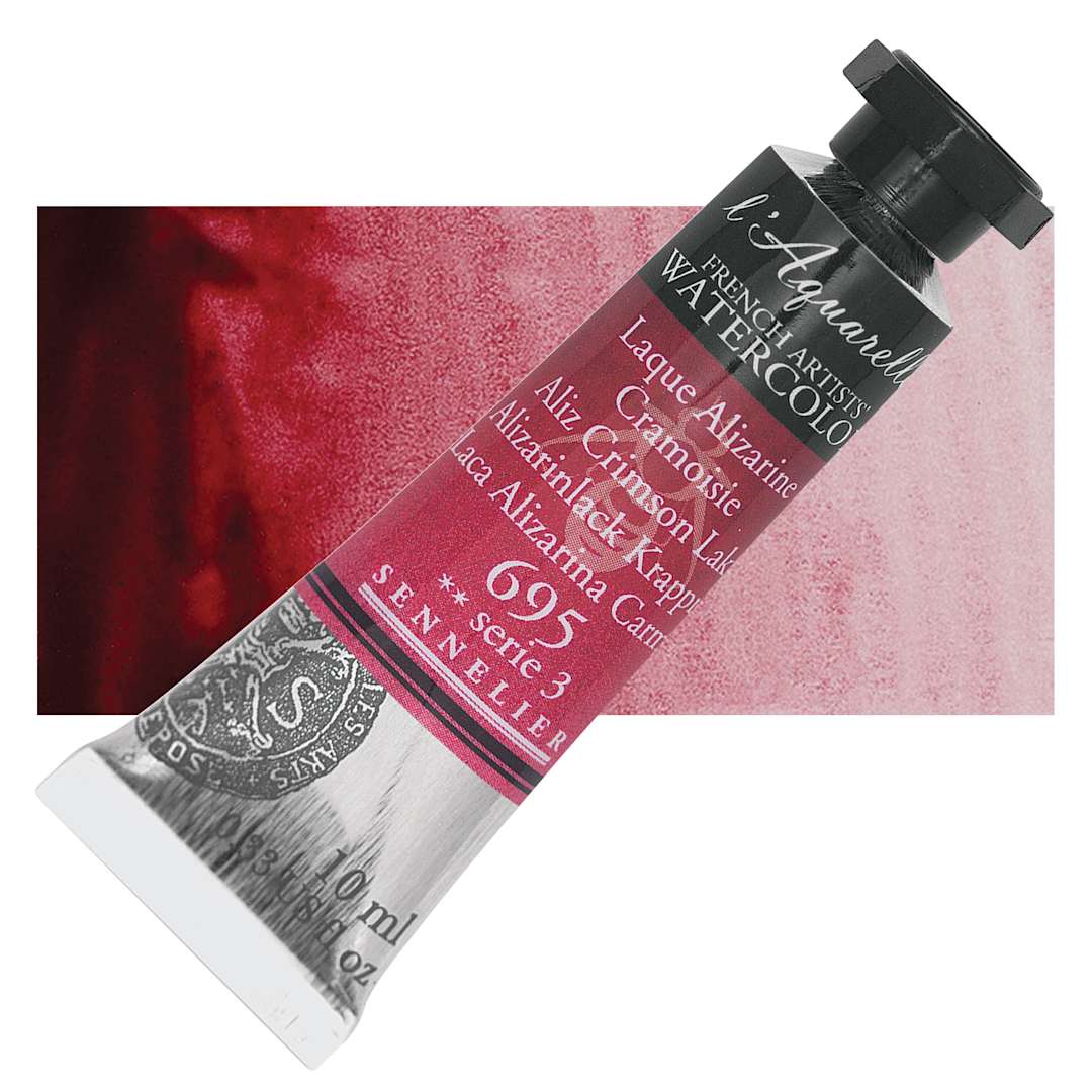 Open in modal - Sennelier French Artists' Watercolor - Alizarin Crimson Lake, 10 ml, Tube and swatch