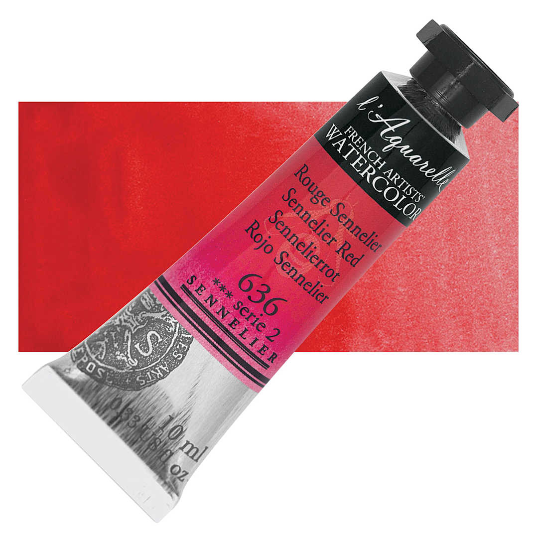 Open in modal - Sennelier French Artists' Watercolor - Sennelier Red, 10 ml Tube and swatch