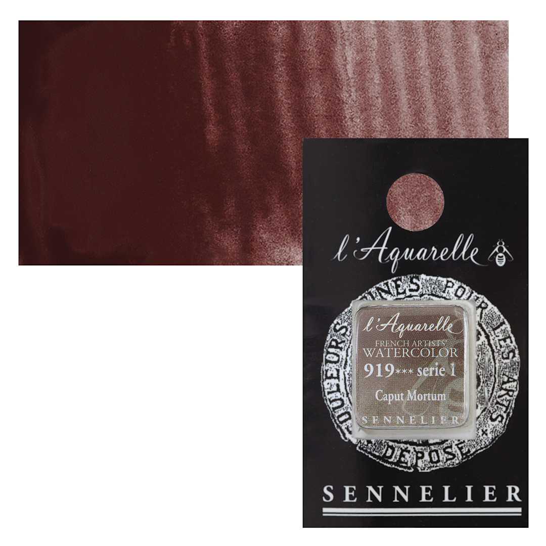 Open in modal - Sennelier French Artists' Watercolor - Caput Mortum, Half Pan and swatch