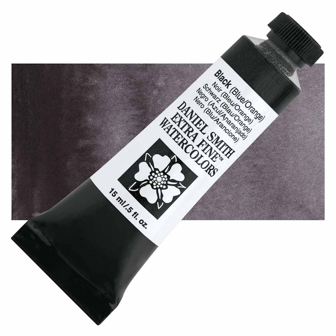 Open in modal - Daniel Smith Extra Fine Watercolor - Black (Blue/Orange), 15 ml Tube and swatch