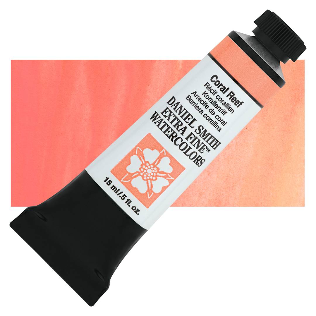 Open in modal - Daniel Smith Extra Fine Watercolor - Coral Reef, 15 ml Tube and swatch