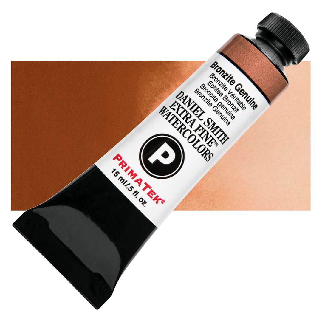 Open in modal - Daniel Smith Extra Fine Watercolor - PrimaTek, Bronzite Genuine, 15 ml Tube and swatch