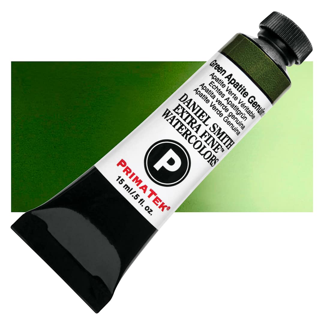 Open in modal - Daniel Smith Extra Fine Watercolor - PrimaTek, Green Apatite Genuine, 15 ml Tube and swatch