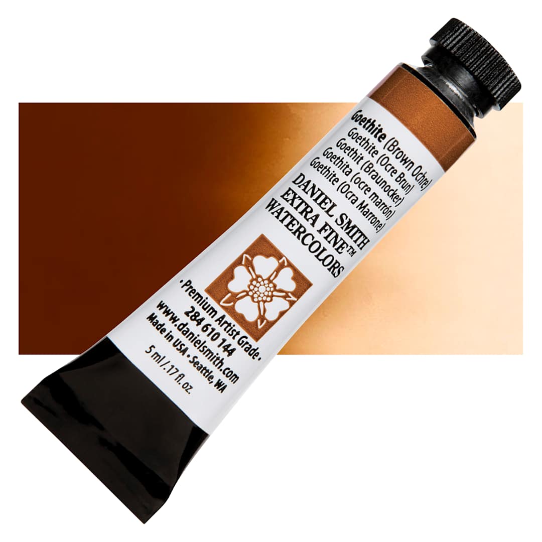 Open in modal - Daniel Smith Extra Fine Watercolor - Goethite Brown Ochre, 5 ml Tube and swatch