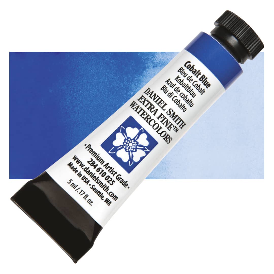 Open in modal - Daniel Smith Extra Fine Watercolor - Cobalt Blue, 5 ml Tube and swatch