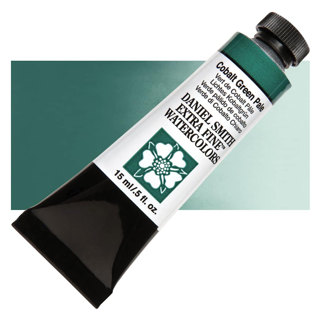 Open in modal - Daniel Smith Extra Fine Watercolor - Cobalt Green Pale, 15 ml Tube and swatch