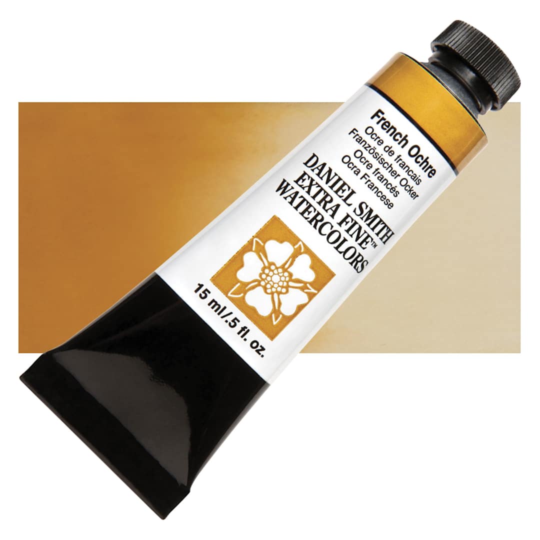 Open in modal - Daniel Smith Extra Fine Watercolor - French Ochre, 15 ml Tube and swatch