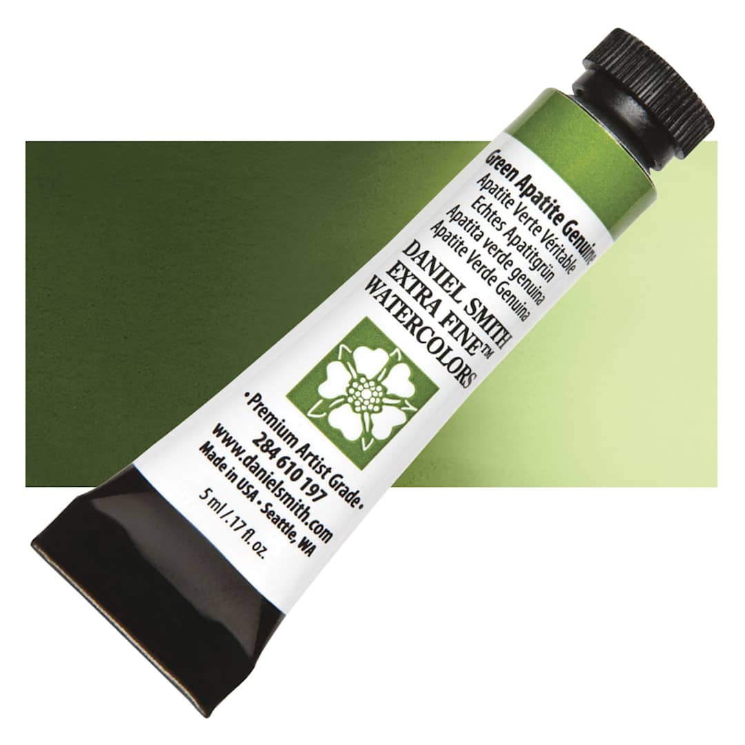 Open in modal - Daniel Smith Extra Fine Watercolor - PrimaTek, Green Apatite Genuine, 5 ml Tube and swatch