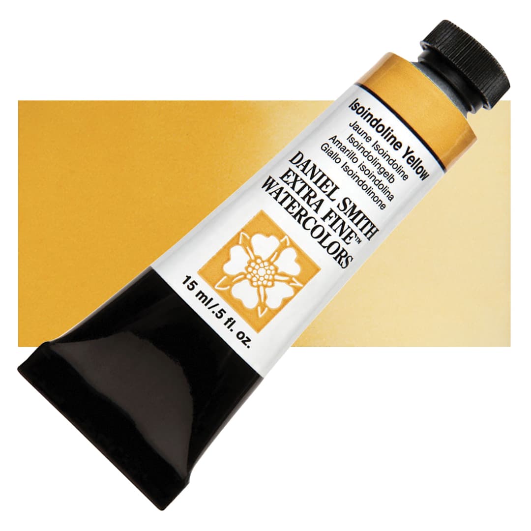 Open in modal - Daniel Smith Extra Fine Watercolor - Isoindoline Yellow, 15 ml Tube and swatch