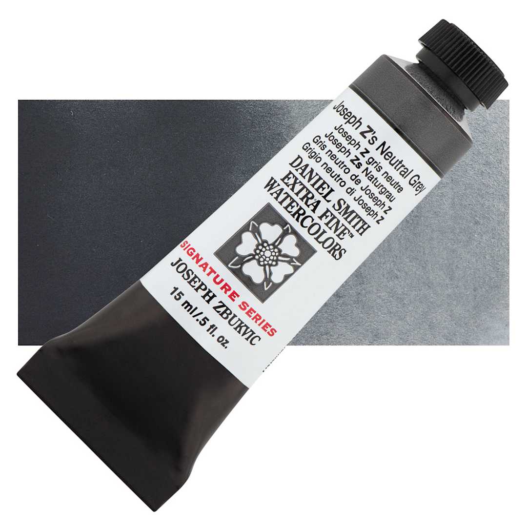 Open in modal - Daniel Smith Extra Fine Watercolor - Joseph Z's Neutral Grey, 15 ml tube and swatch