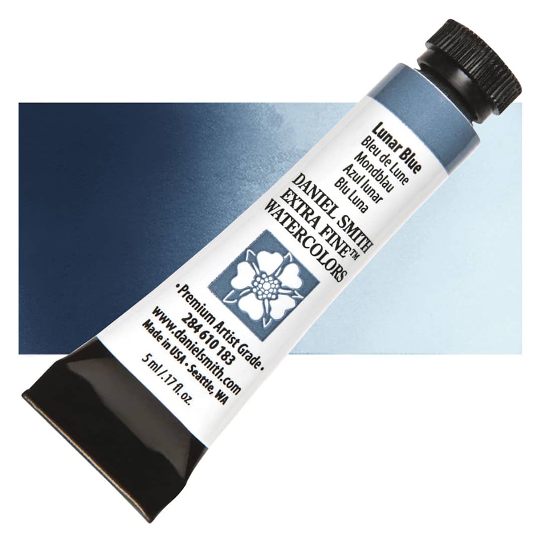Open in modal - Daniel Smith Extra Fine Watercolor - Lunar Blue, 5 ml Tube and swatch