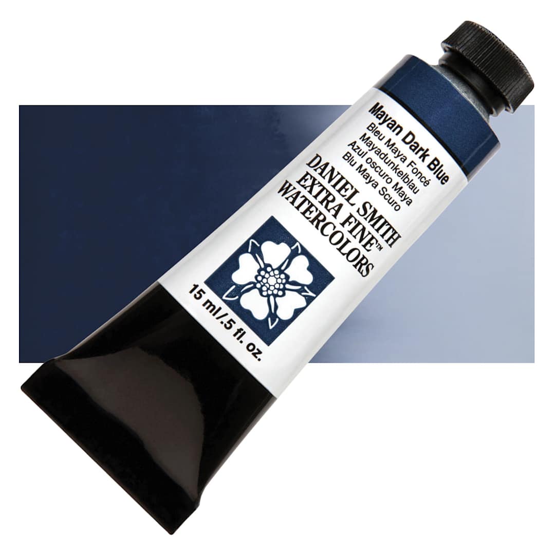 Open in modal - Daniel Smith Extra Fine Watercolor - Mayan Dark Blue, 15 ml Tube and swatch