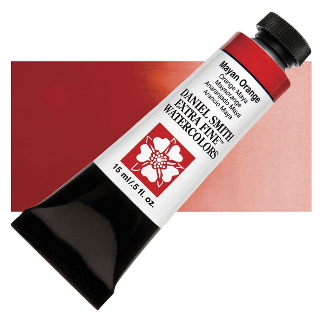 Open in modal - Daniel Smith Extra Fine Watercolor - Mayan Orange, 15 ml Tube and swatch
