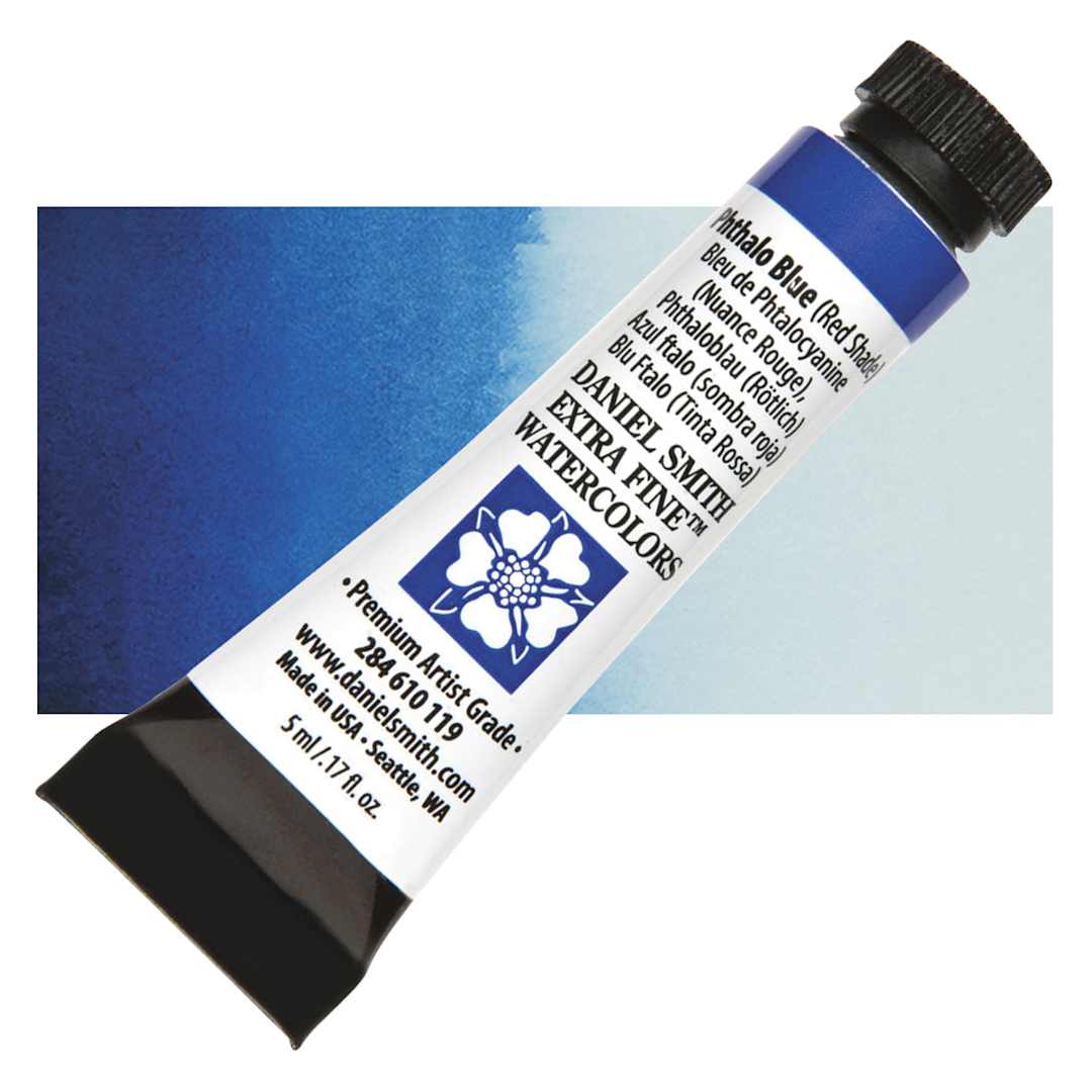 Open in modal - Daniel Smith Extra Fine Watercolor - Phthalo Blue Red Shade, 5 ml Tube and swatch