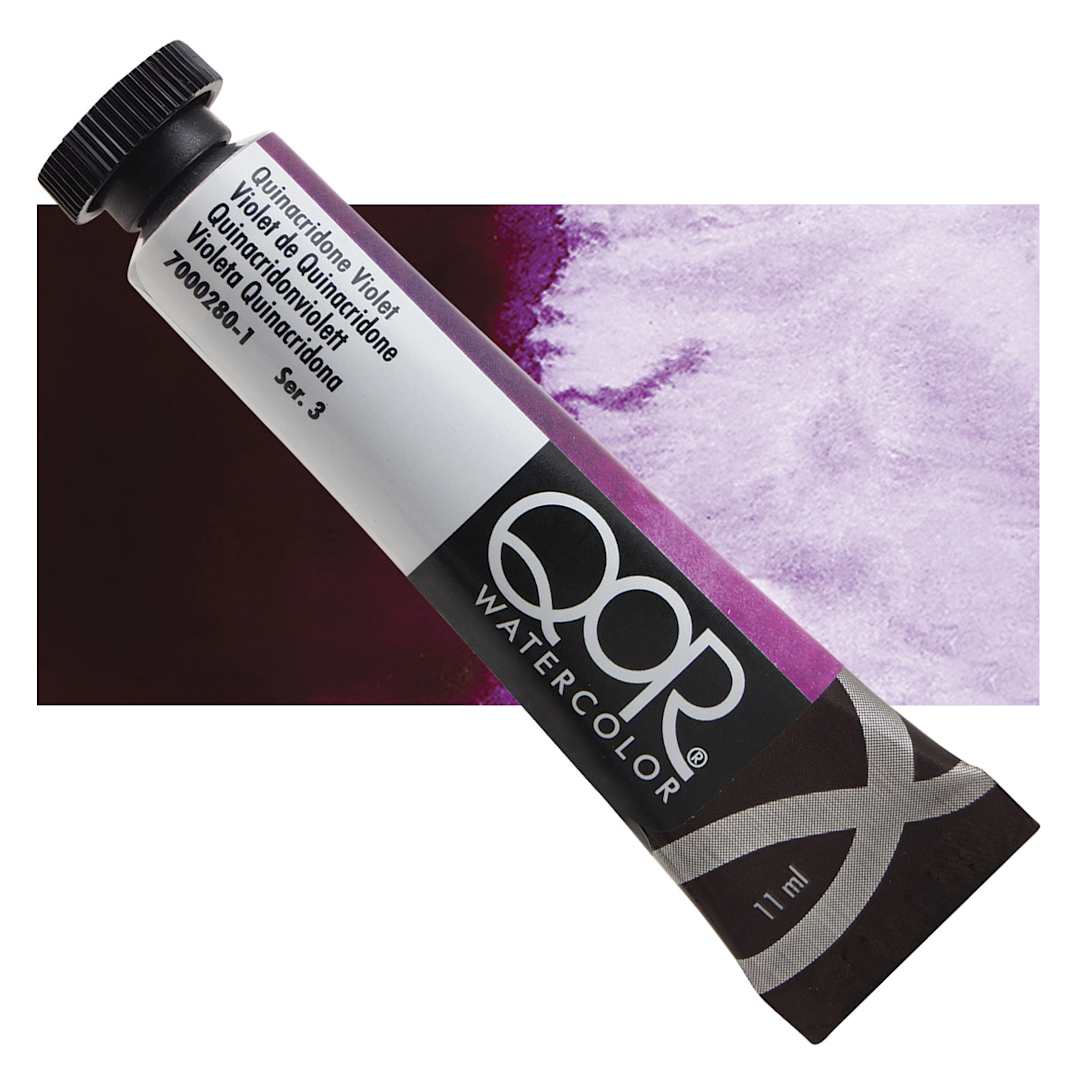 Open in modal - QoR Modern Watercolor - Quinacridone Violet, 11 ml tube and swatch