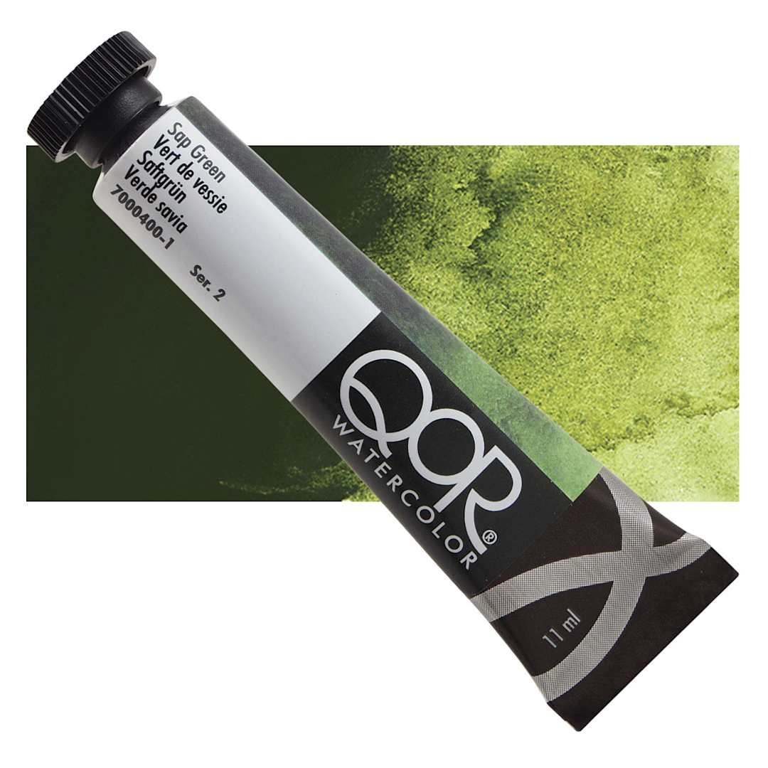 Open in modal - QoR Modern Watercolor - Sap Green, 11 ml tube and swatch