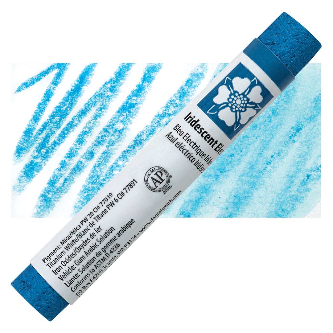 Open in modal - Daniel Smith Watercolor Stick - Iridescent Electric Blue stick and swatch