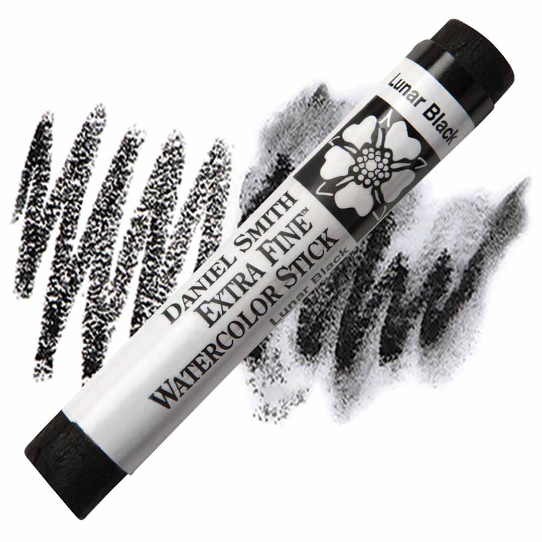 Open in modal - Daniel Smith Watercolor Stick - Lunar Black stick and swatch