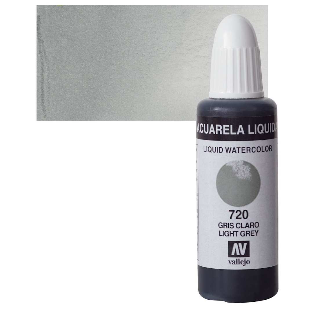Open in modal - Vallejo Liquid Watercolor - Light Grey, 32 ml and swatch
