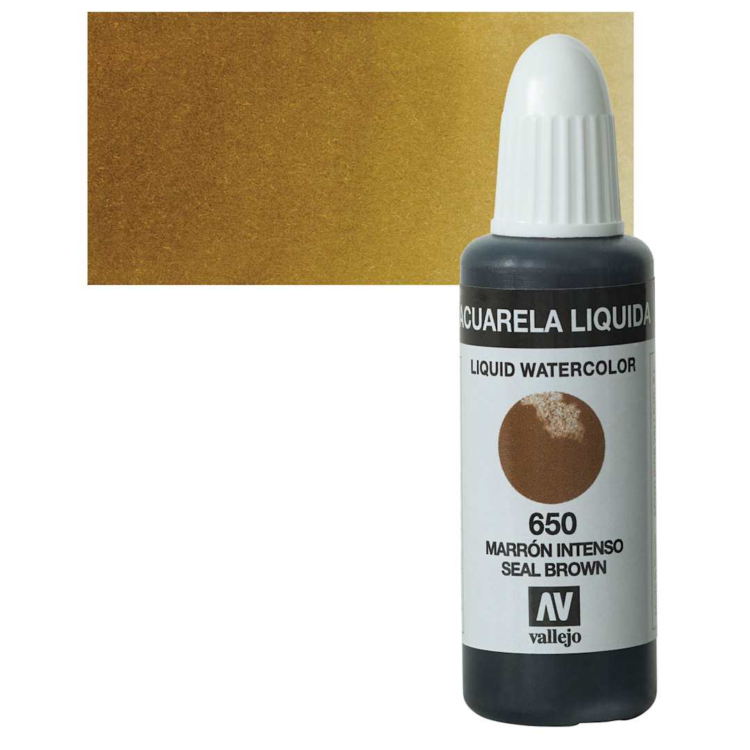 Open in modal - Vallejo Liquid Watercolor - Seal Brown, 32 ml and swatch