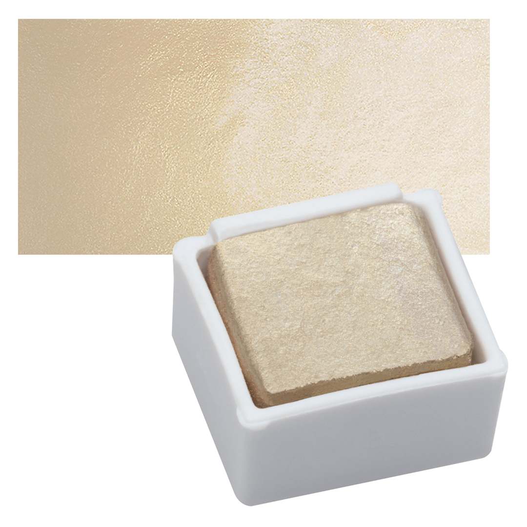 Open in modal - Derwent Watercolor Pan - Metallic Pale Gold pan and swatch
