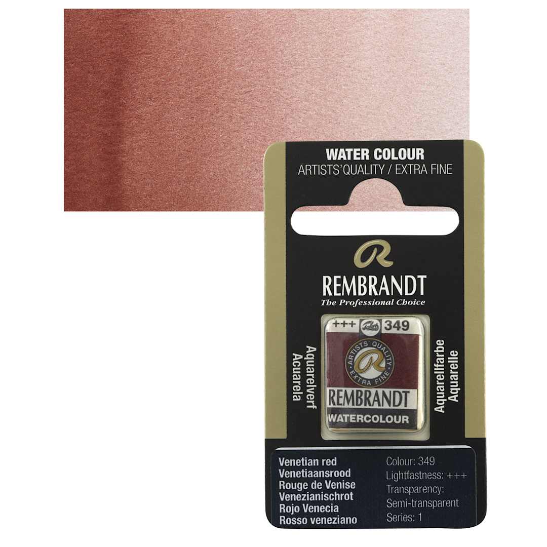 Open in modal - Rembrandt Watercolor Half Pan - Venetian Red pan and swatch