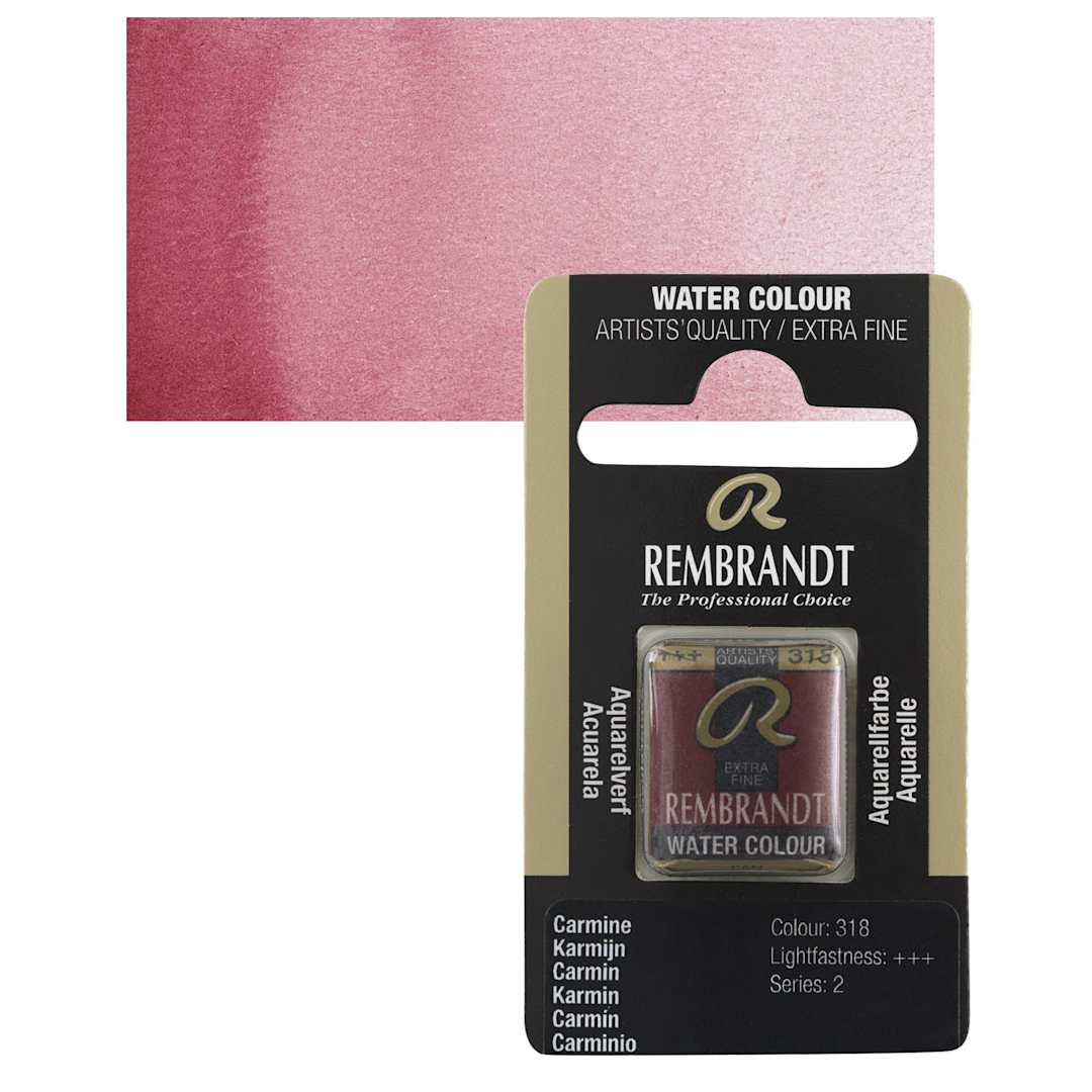 Open in modal - Rembrandt Watercolor Half Pan - Carmine pan and swatch