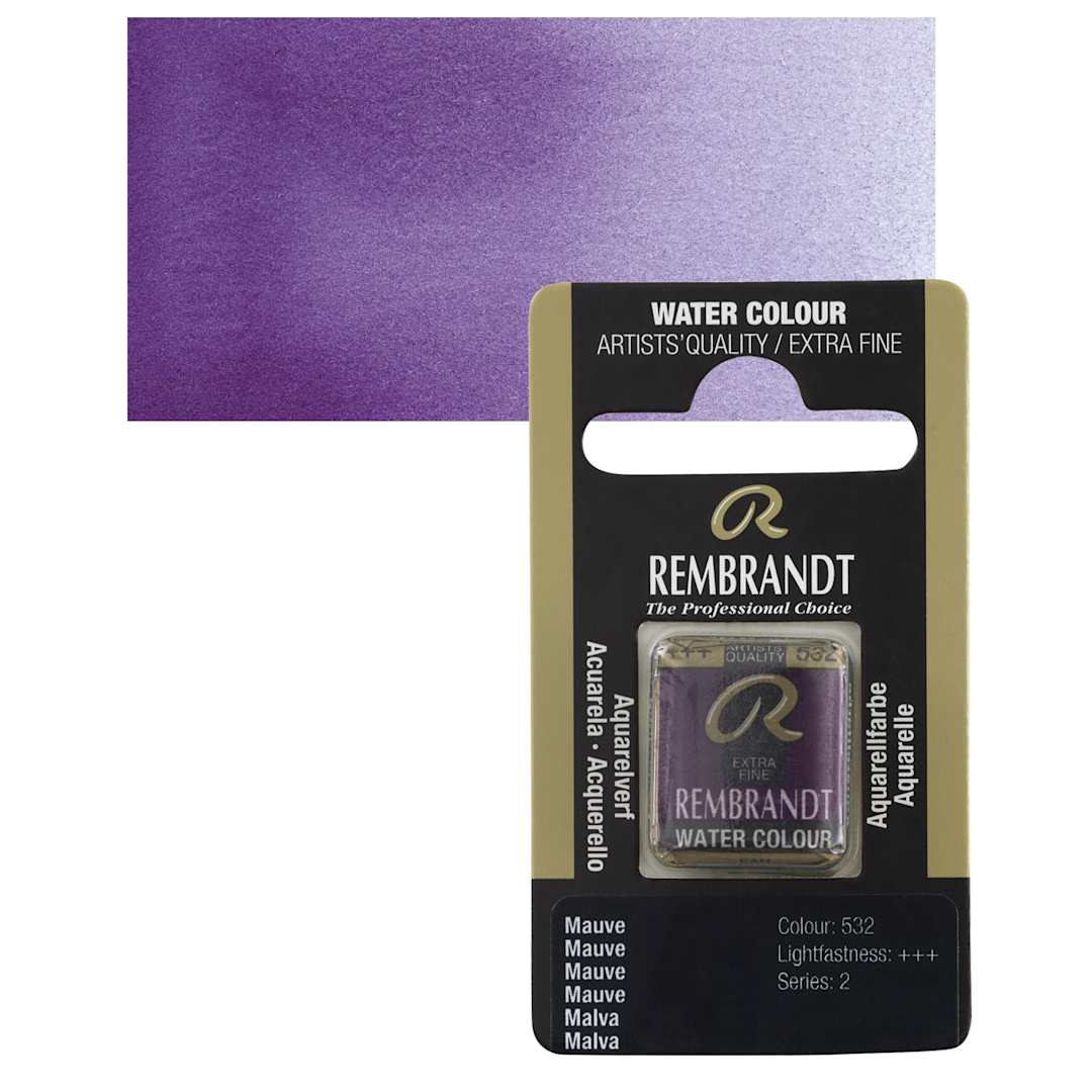 Open in modal - Rembrandt Watercolor Half Pan - Mauve pan and swatch