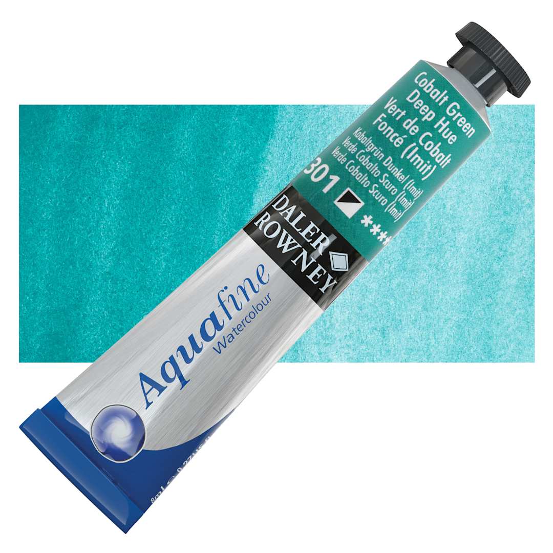 Open in modal - Daler-Rowney Aquafine Watercolor - Cobalt Green Deep, 8 ml Tube and swatch