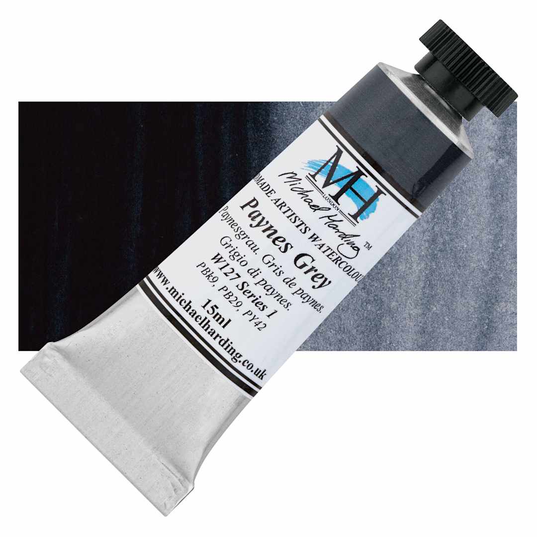 Open in modal - Michael Harding Artists Watercolor - Paynes Grey, 15 ml tube and swatch